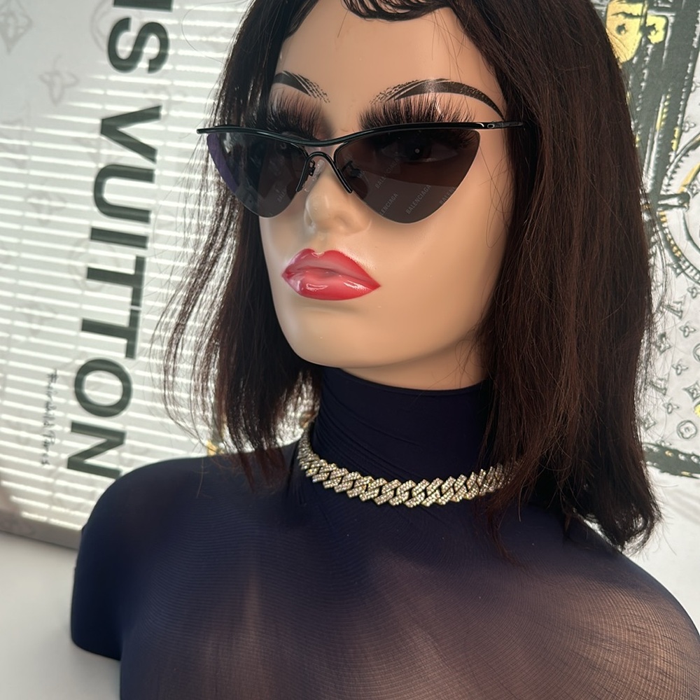 New Authentic Balenciaga BB0093S 001 Curve Cat Sunglasses